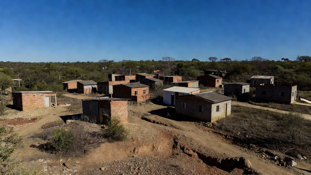 Ocupação do Noroeste em Brasília com casas de famílias beneficiadas pelo GDF
